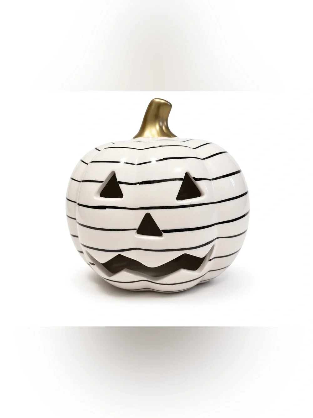 Ceramic LED striped jack o lantern pumpkin GUC